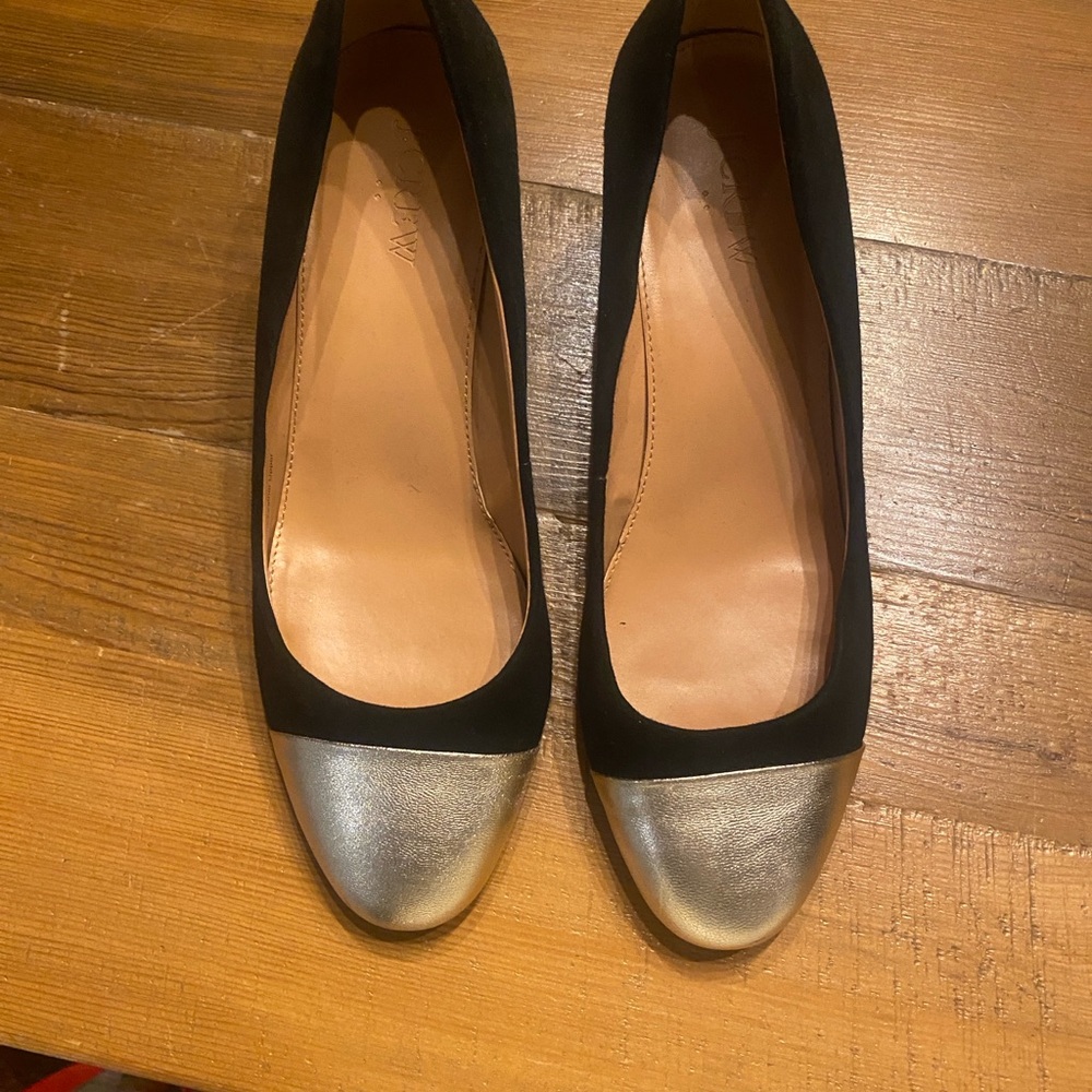J. Crew Black and Gold Heels
